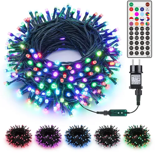 Bunt Lichterkette Außen, 20M 200 LED Weihnachtsbaum Farbwechsel Lichterketten...