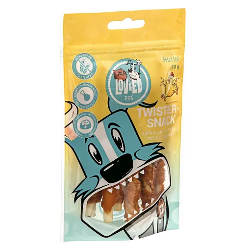 Lov&Ed Twister-Snack Huhn, 70g  Kau-Leckerli für Hunde Kausnack Snack Hundesnack