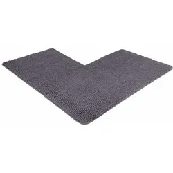 WohnDirect Eckbadematte, Grau, Textil, 100x100 cm, Oeko-Tex® Standard 100, Badtextilien, Badematten