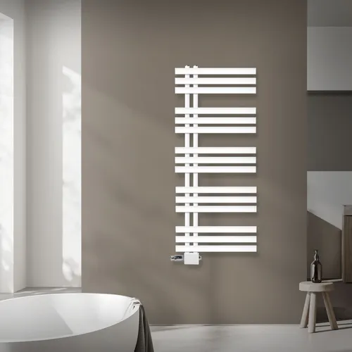LuxeBath Designheizkörper Handtuchwärmer Iron EM - Moderne Heizkörper und Handtuchhalter in einem, ideal für Badezimmer und Wohnräume. Hohe Wärmeleitfähigkeit und hygienisches Trocknen der Handtücher für ein warmes, komfortables Zuhause.