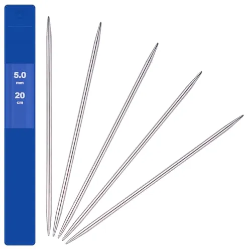 Stück Nadelspiel 5 mm Edelstahl Stricknadeln Set Sockennadeln für Mützen Socken Handschuhe Hüte Schals Haustier Pullover Doppelspitzen Knitting Needles,Anfänger,Glatt,Robust und Langlebig 5
