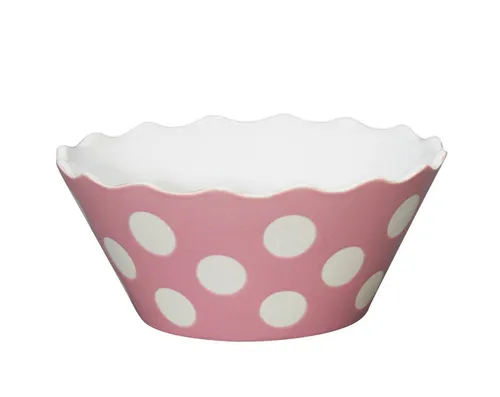 Krasilnikoff: Happy Bowl Small, kleine Schüssel, Rosa mit Punkten, 16,5 x 8 cm,