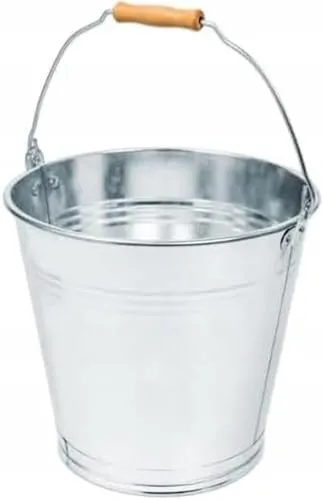 Zinkeimer mit Holzgriff 12l,15l Metalleimer Blecheimer verzinkt Eimer Garteneimer Ascheeimer Wassereimer Silber Verschiedene Größen für Bauarbeiten (12l)