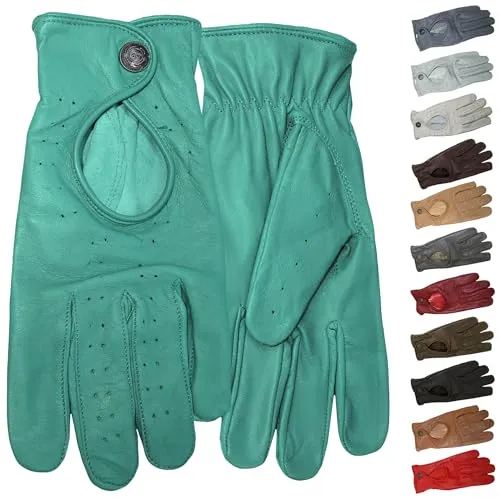German Wear Unisex Driving Autofahrer-Handschuhe aus Leder (Mintgrün, 7=S)