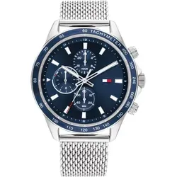 Tommy Hilfiger Multi Zifferblatt Quarz Uhr 1792018 - Armbanduhren für Herren mit marinem Zifferblatt, Edelstahl-Mesh-Gliederarmband und 5 bar Wasserabweisung – ideal für den Alltag und sportliche Aktivitäten.