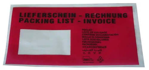 Lieferschein Lieferscheintasche Rechnung Versandtasche 250 Stück DIN Lang