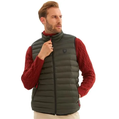 danger Herren Weste wasserdicht und winddicht, Steppweste, Wasserdichte Weste Herren, Atmungsaktiver Stoff, Leicht und Strapazierfähig Westen Herren | M - Khaki