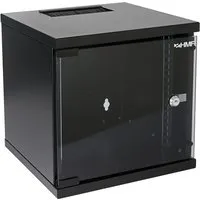 HMF Serverschrank 10 Zoll, 6 HE - Kompakter Netzwerkschrank mit Glastür - Servergehäuse für 10 Zoll, 6 HE, mit abschließbarer Glastür und Kabelzuführung, ideal für platzsparende Installationen.