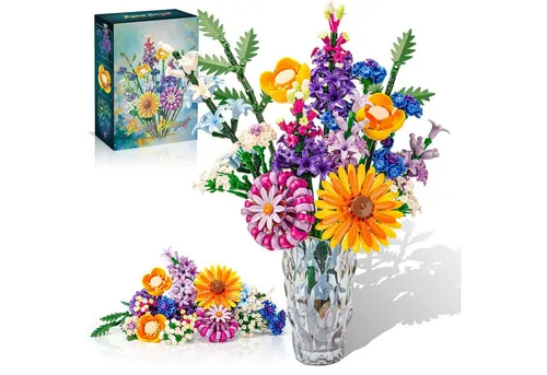 Wildblumen Blumen-Bausatz mit Mohn und Lavendel – Kreatives Bauset für Blumenliebhaber