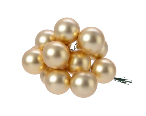 Kaemingk Weihnachtsbaumkugel, Weihnachtskugeln am Draht 2,5cm Glas 12 Stück - Hellgold matt