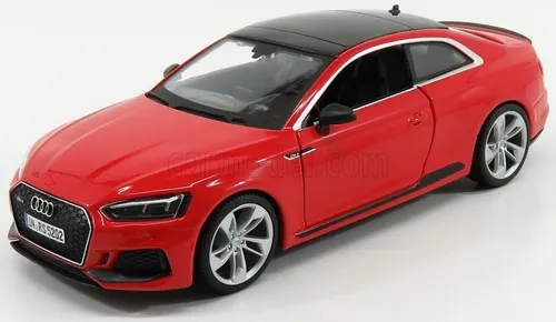 STATISCHES MODELLAUTO BURAGO AUDI A5 RS5 COUPE 2019 ROT MODELLBAU MASSSTAB 1/24