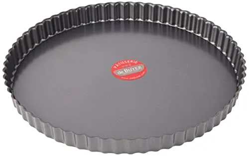 De Buyer Moulerie Tortenform aus Edelstahl, 27.9 x 20.1 x 10.9 cm - Pfannen mit herausnehmbarem Boden für leichtes Entformen von Kuchen, antihaftbeschichtet und in elegantem Schwarz für perfekte Backergebnisse.