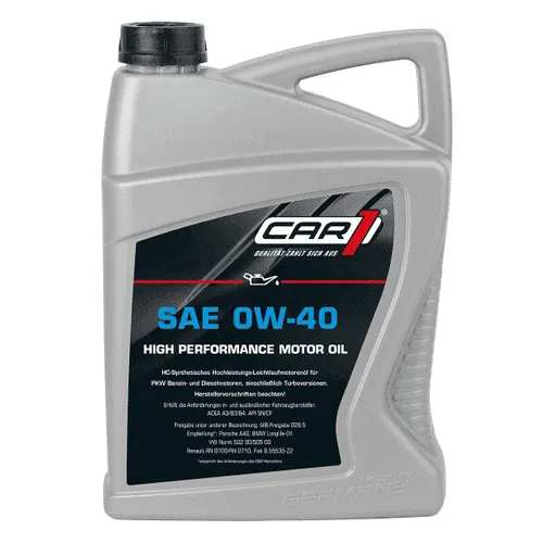 Motorenöl Motoröl SAE 0W-40 5 Liter ACEA A3/B3/B4 | API SN/CF Vollsynthetiköl