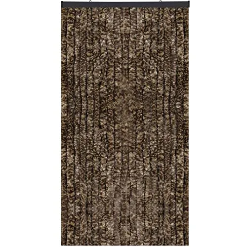 Flauschvorhang Chenille Vorhang - Insektenschutz 140x200 Meliert Beige-Braun - Türvorhänge mit optimalem Sicht- und Insektenschutz, langlebig, pflegeleicht und ideal für Camping oder Balkon.