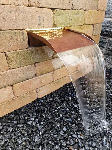 Wasserfall Set 30 cm langer Auslauf max Fallhöhe 1,50 mtr. Cortenstahl Roststahl