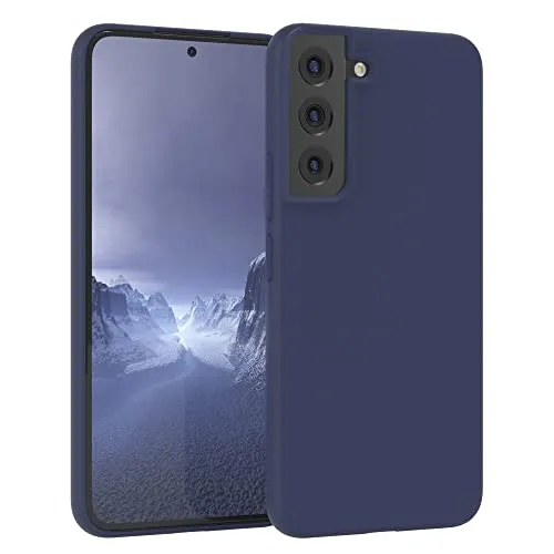 EAZY CASE Premium Silikon Handyhülle kompatibel mit Galaxy S22 5G Slimcover mit Kameraschutz und Innenfutter, Silikonhülle, Schutzhülle, Bumper, Handy Case, Hülle, Softcase, Nacht Blau