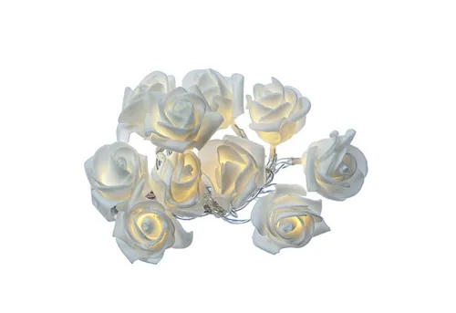 MARELIDA LED-Lichterkette LED Lichterkette 10 weiße Mini Rosen Rosenblüten Hochzeit Valentinstag, 10-flammig
