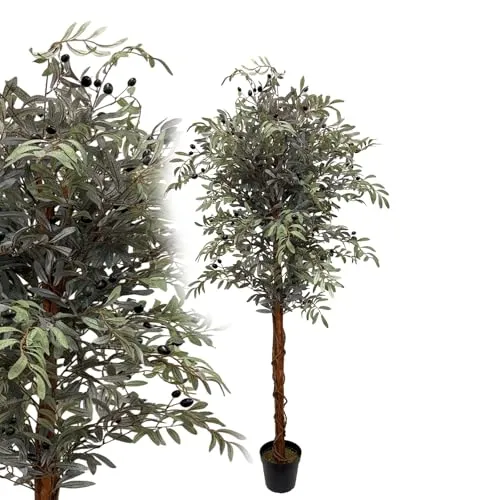 McPalms Olivenbaum 180 cm groß künstlich wie echt Kunstpflanze Kunstbaum Früchte Deko
