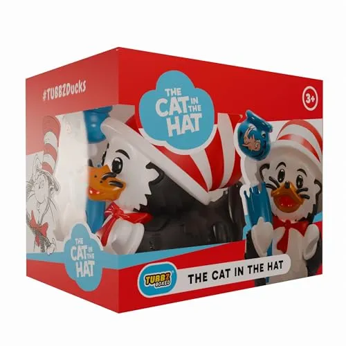 TUBBZ Edizione Scatola: Cat in the Hat Cosplay-Ente - Sammlerstück im Chibi-Stil, ideal für Fans. Diese Vinyl-Ente bringt den Cat in the Hat mit seinem einzigartigen Design in Ihre Sammlung.