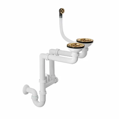 QLS Manueller Siphon 3 1/2 Zoll für Doppelbecken