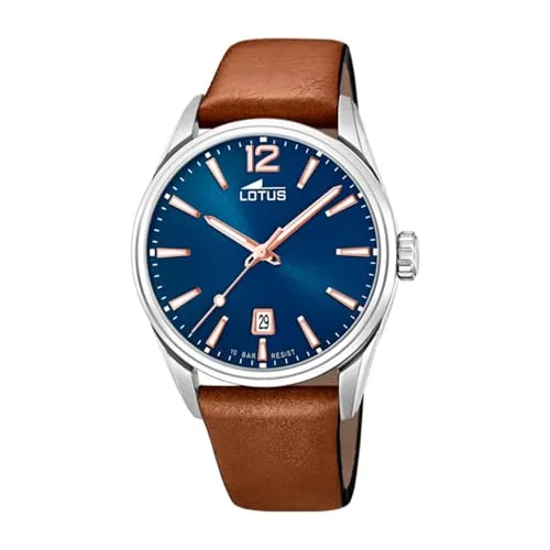 Lotus Herren Analog Quarz Uhr 18693/2 - Armbanduhren für Herren, stilvolle Quarzuhr mit 10 Bar Wasserdichtigkeit und elegantem braunem Lederarmband für den perfekten Look im Alltag.