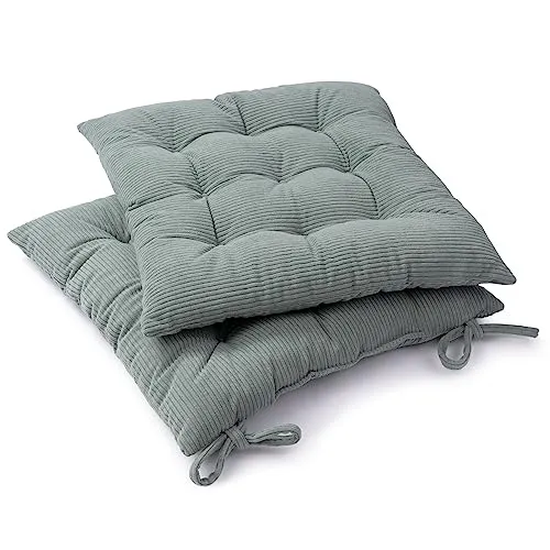 Paco Home Sitzkissen mit Befestigungsbänder 40x40 Stuhl Bürostuhl Kissen Stuhlkissen Innen Indoor versch. Farben 2er Set