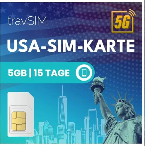 USA SIM Karte | 5 GB Datenvolumen mit 4G/5G-Geschwindigkeit für die USA