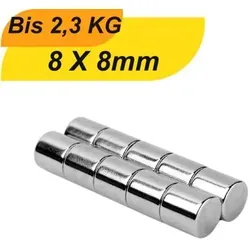 Stück Neodym Magnet 8mm x 8mm Supermagnete hohe Haftkraft Scheibenmagnet 20