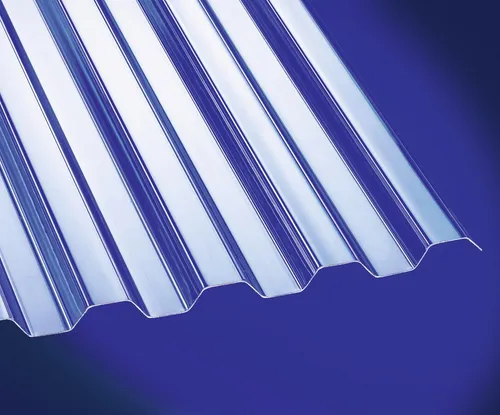 Premium Polycarbonat Profilplatte Trapez 76/18 - Klar 1045 x 3500 x 1,3 mm - Witterungsbeständige Trapezplatte aus hochwertigem Polycarbonat, ideal für den vielseitigen Einsatz im Außenbereich. Mit hoher Hagelfestigkeit und glatter Struktur, sorgt sie für langlebigen Schutz.