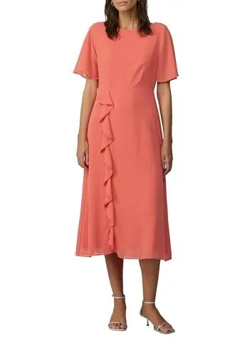 s.Oliver Chiffonkleid mit Volants und U-Boot-Ausschnitt