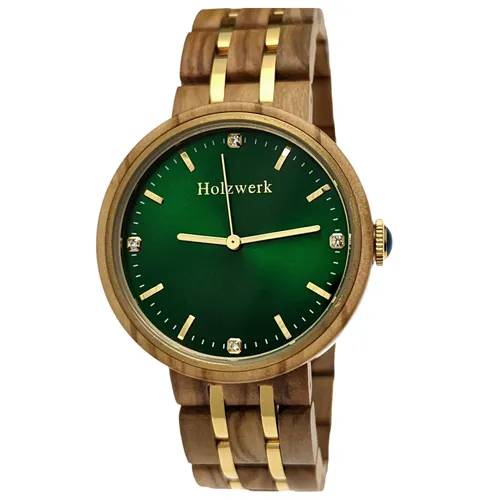 Holzwerk Quarzuhr PIRNA - Elegante Damen Strass Holz Armband Uhr - Armbanduhren mit exklusivem Design: Die PIRNA verbindet edles Holz mit funkelnden Strasssteinen und goldenen Akzenten. Ein perfektes Accessoire für stilbewusste Frauen!