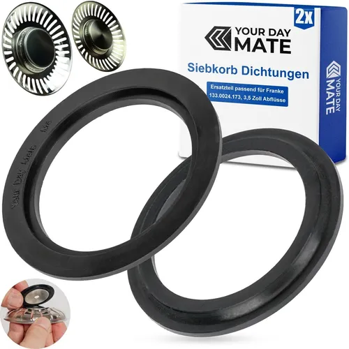 Siebkorb Dichtung kompatibel mit FRANKE 133.0024.173 - Küchenspülen-Teile, 2 Gummidichtungen für 3,5