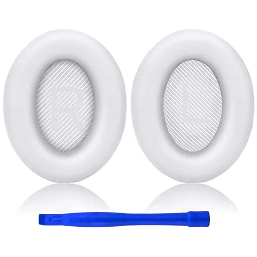 Ruikdly Ersatz Ohrpolster für Bose QuietComfort 35 ii Professionelle Earpads Original Ohrkissen Kompatibel mit Bose QC35 ii QC35 QC25 QC15 QC2 AE2 AE2i AE2w Ohrumschließende Over-Ear Kopfhörer-Weiß