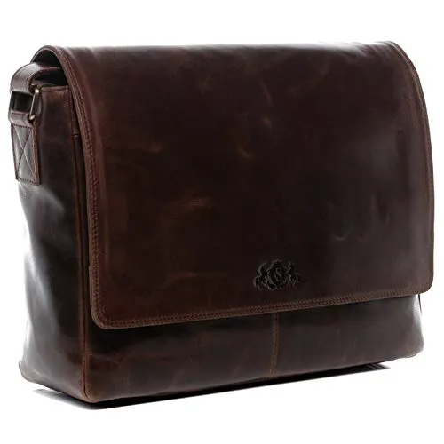 SID & VAIN große Laptoptasche Messenger Bag echt Leder - 15 Zoll Laptop Business-Tasche Spencer XL - Umhängetasche mit extra Laptop-Hülle - Ledertasche Herren Damen braun handgefertigt
