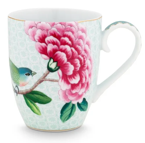 PiP Studio Becher Blushing Birds Henkelbecher white 0,35 l, Porzellan, Mug Large Blushing Birds White 350ml