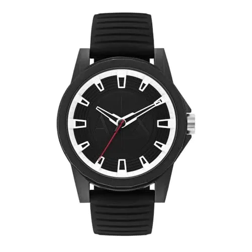 Armani Exchange Herrenuhr AX2520 - Armbanduhren für Herren, 44mm schwarzes Nylongehäuse mit Kautschukarmband, wasserdicht bis 30m – ideal für den aktiven Lebensstil.