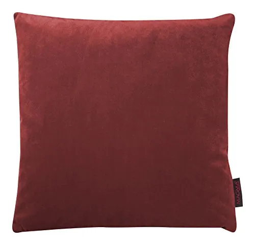 MAGMA Samt Uni Kissenbezug 40x40 cm - Marsala,- samtig weich kuscheliger Stoff, rechteckiger Kissenbezug, für Wohnzimmer, Schlafzimmer, Büro und Gästezimmer Waschbar