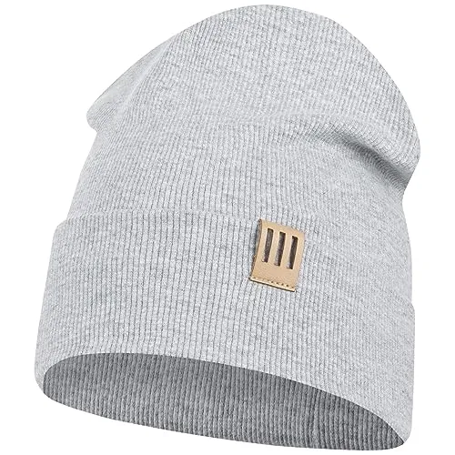 Smarilla Mütze Junge Kinder Beanie Herren gerippt, Größe: 58-60, Farbe: Lichtgrau