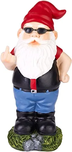 BRUBAKER Gartenzwerg Mittelfinger – Lustige Gartenfigur mit Sonnenbrille - Wetterfeste Gartendeko für außen, die mit humorvollem Design und kräftigen Farben zum Lachen einlädt. Ideal als Geschenk für Gartenliebhaber oder als witzige Deko auf Terrasse und Balkon.