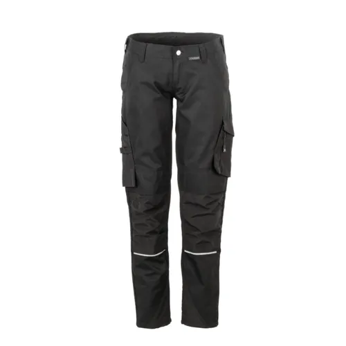 Planam Norit Damen Bundhose schwarz Modell 6410 Größe 50 - Robuste Arbeitshose aus pflegeleichtem Mischgewebe, verstärkt mit Nylon an beanspruchten Stellen. Ideal für den professionellen Einsatz mit praktischen Taschen und elastischen Einsätzen für optimalen Komfort.