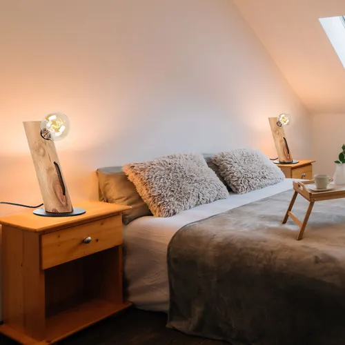 Tischlampe Wohnzimmer Holzleuchte Eukalyptus 2er Set von ETC Shop