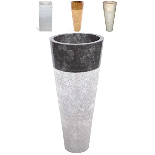 Divero Säulenwaschbecken Naturstein Handwaschbecken Waschbecken schwarz Cuneo