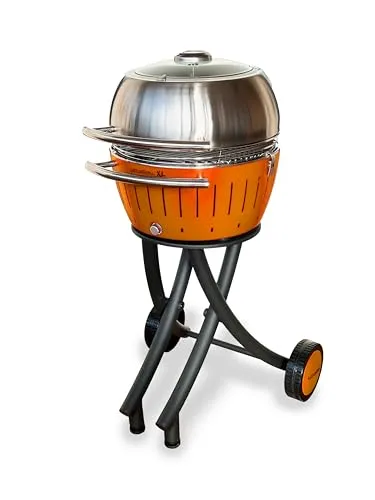 LotusGrill XL Holzkohlegrill Set in Mandarinenorange in orange von LotusGrill