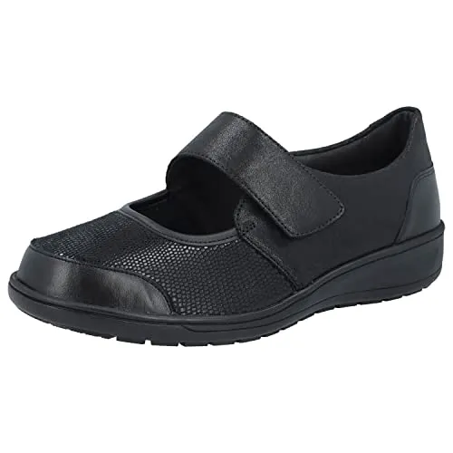 SOLIDUS Ballerinas für Damen in Schwarz - Modische Ballerinas aus 100% geprägtem Leder, ideal für stilvolle Auftritte. Perfekt für den Alltag oder besondere Anlässe.