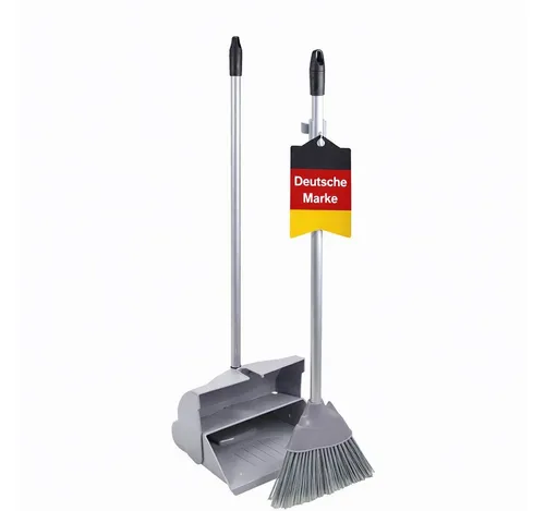 Gardissimo Kehrgarnitur mit stiel und langen Griff Kehrbesen Kehrschaufel Set Faule Grete, (Spar-Set, 2-tlg), mit klappbaren und geschlossenen Auffangbehälter