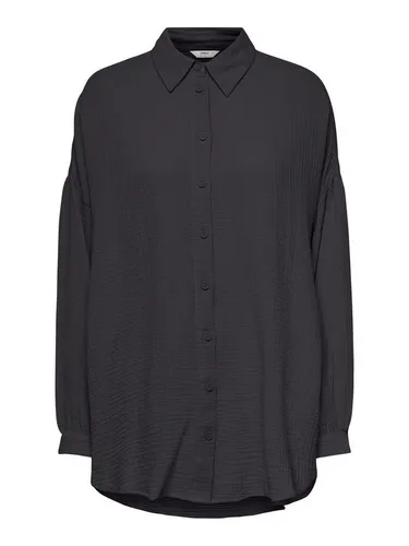 ONLY Damen ONLTHYRA Oversized Shirt NOOS WVN 15267998 - Phantom, L - Oversized Shirt in entspannter Passform mit klassischem Kragen und Brusttasche. Ideal für den Lagenlook im Sommer, sorgt für angenehmen Tragekomfort und hat eine weiche Haptik.