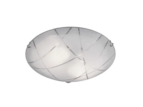 meineWunschleuchte Große Deckenschale mit Glasschirm Weiß satiniert, Ø 40cm