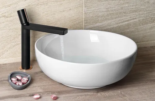 RONDANE Keramik-Waschtisch Ø 40 cm - Modernes Waschbecken in Weiß - Elegantes Aufsatzwaschbecken aus Keramik, Ø 40 cm, für vielseitige Badgestaltungen. Pflegeleicht und unempfindlich, ideal für Ihr modernes Badezimmer.