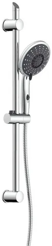Schütte Brausegarnitur Florenz, Edelstahl verchromt - Brausegarnitur mit 5 Strahlarten und 150 cm Duschschlauch für individuelles Duscherlebnis, inkl. höhenverstellbarer Wandhalterung und Antikalknoppen für einfache Reinigung.