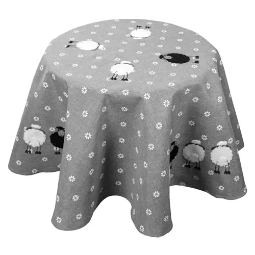 Tischdecke Schwarzes Schaf Ostern - 150 cm Rund - Tischdecken für stilvolle Ostern Deko, pflegeleicht waschbar und aus langlebigem, schadstofffreiem Material. Perfekt für ein gemütliches Ambiente im Landhausstil.